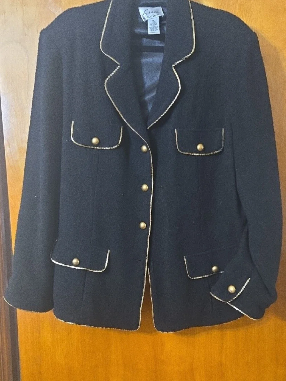 Linea by Louis Dell'Olio     Black Jacket with Gold Trim